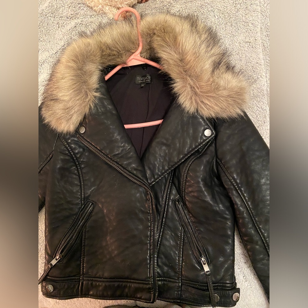 Topshop Vegan Leather Moto Jacket
